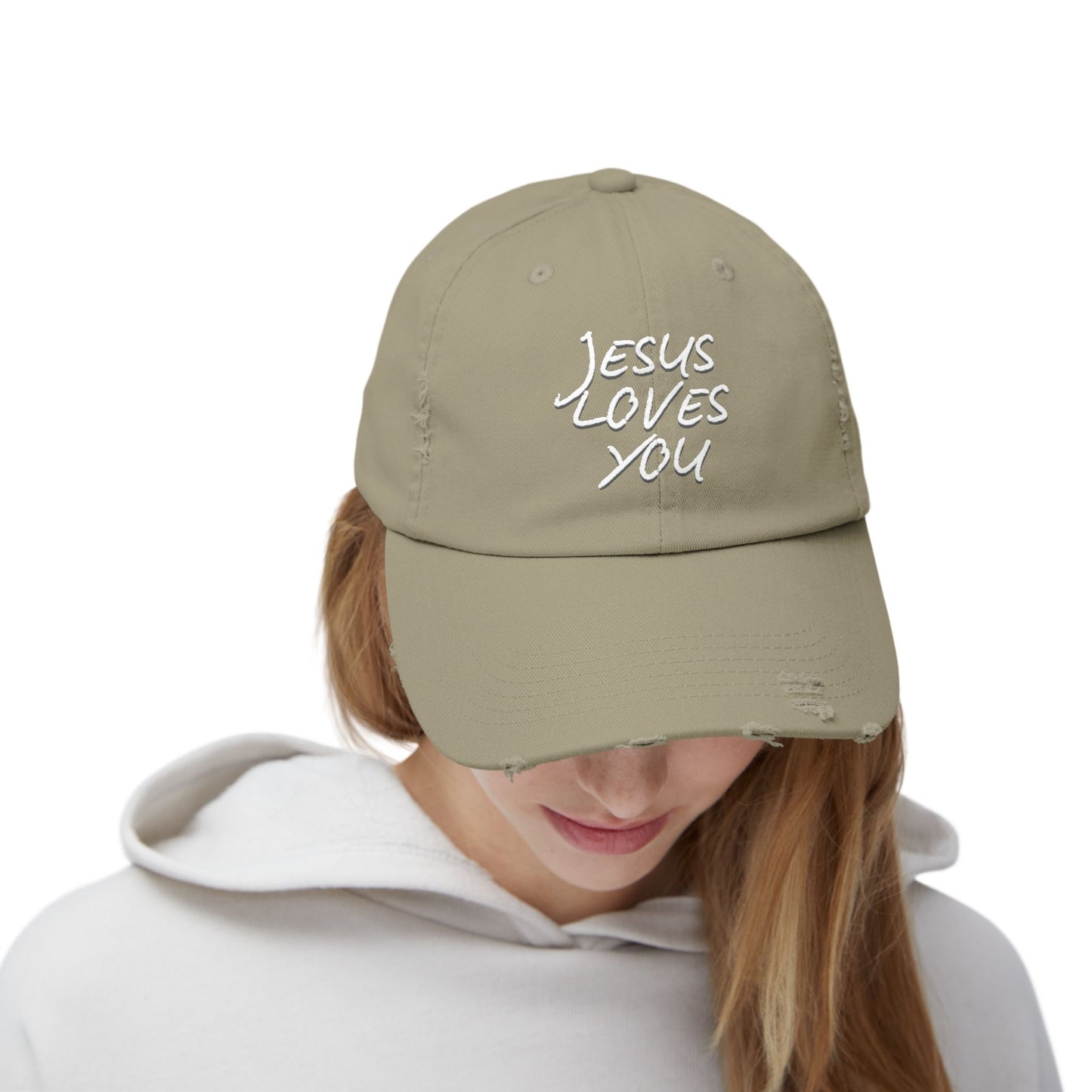 Distressed Jesus Loves You Cap